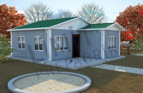 2+1 Tek Katlı Prefabrik Ev 49 m² | Ekonomik Prefabrik Ev Modelleri modeli