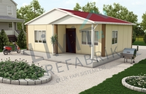 2+1 Tek Katlı Prefabrik Ev 62 m² | Ekonomik Prefabrik Ev Modelleri modeli