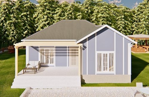 2+1 Prefabrik ev modelleri  102m² - 2.8M DUVAR YÜKSEKLİĞİ ÇİZGİLİ DIŞ CEPHE modeli