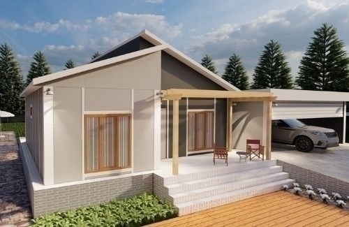 2+1 Prefabrik Ev Modelleri 79m² | 2.8M Ahşap Desenli Duvarlar modeli