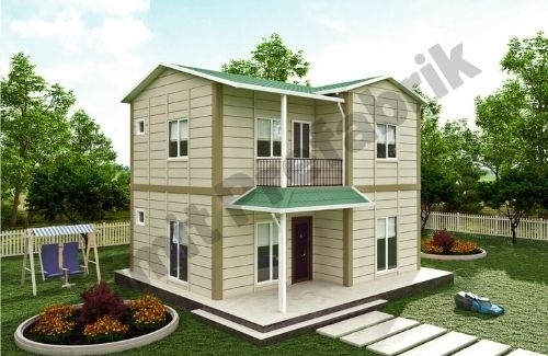 2+1 Dubleks Prefabrik Ev ve Villa 100 m² - Kampanyalı - 2.8M AHŞAP DESENLİ DUVARLAR modeli